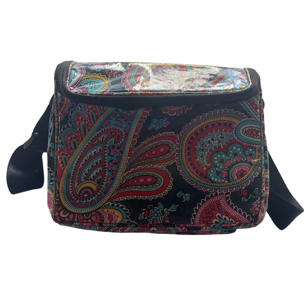 Vera Bradley Black Paisley Print Thermal Lunchbag w/ adjustable strap